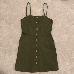 Olive Denim Button Down Dress